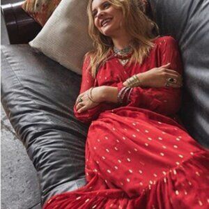 SEZANE Celeste Maxi Dress in Burgundy Red EU 38 / US 6 $385